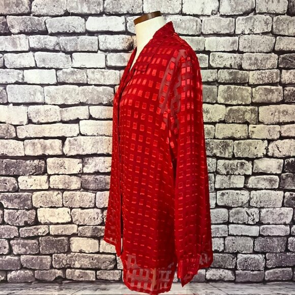 Allison Daley Red Button Down Blouse W/ Matching Tank Size 2X - Picture 4 of 9